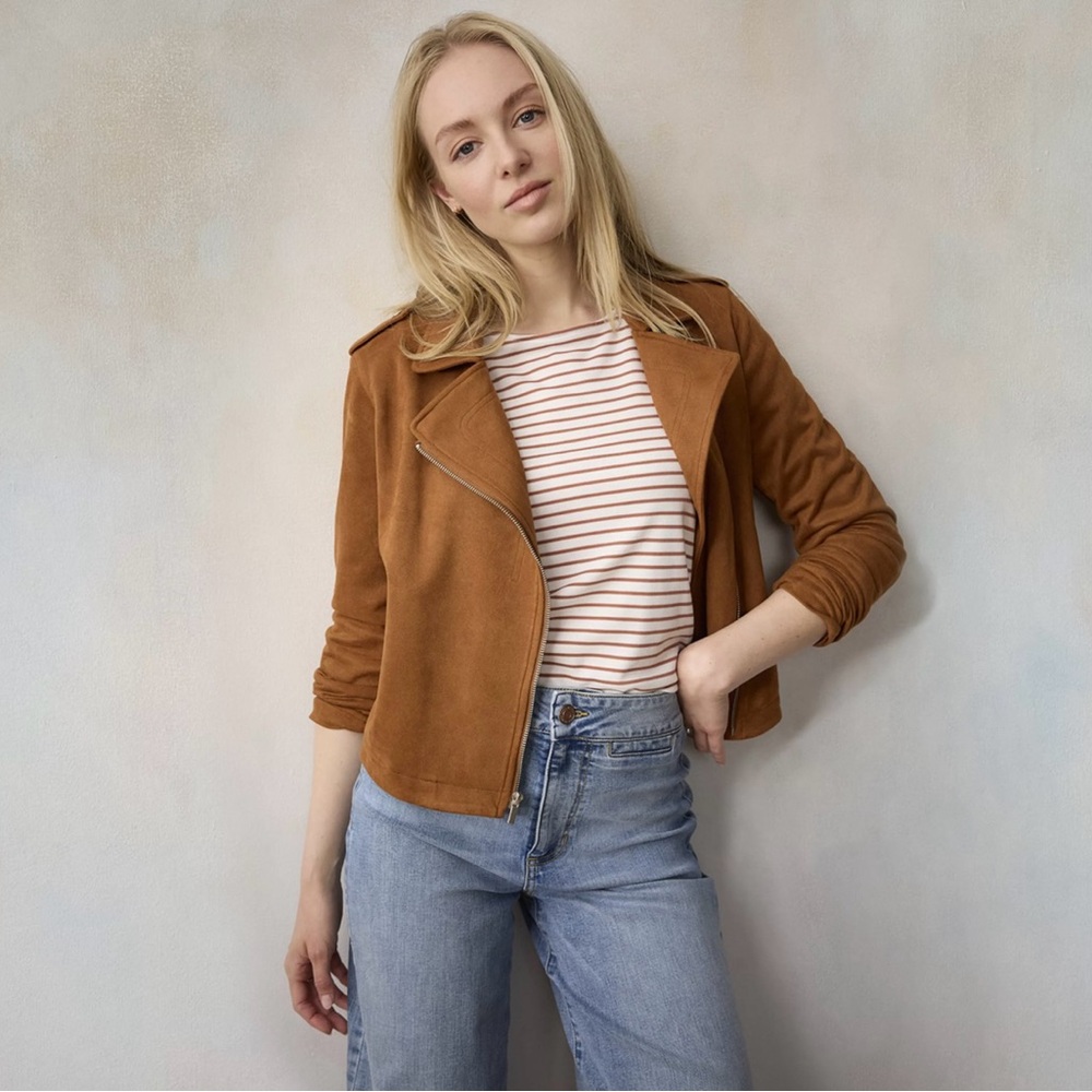 LC Lauren Conrad Brown Suede Moto Jacket